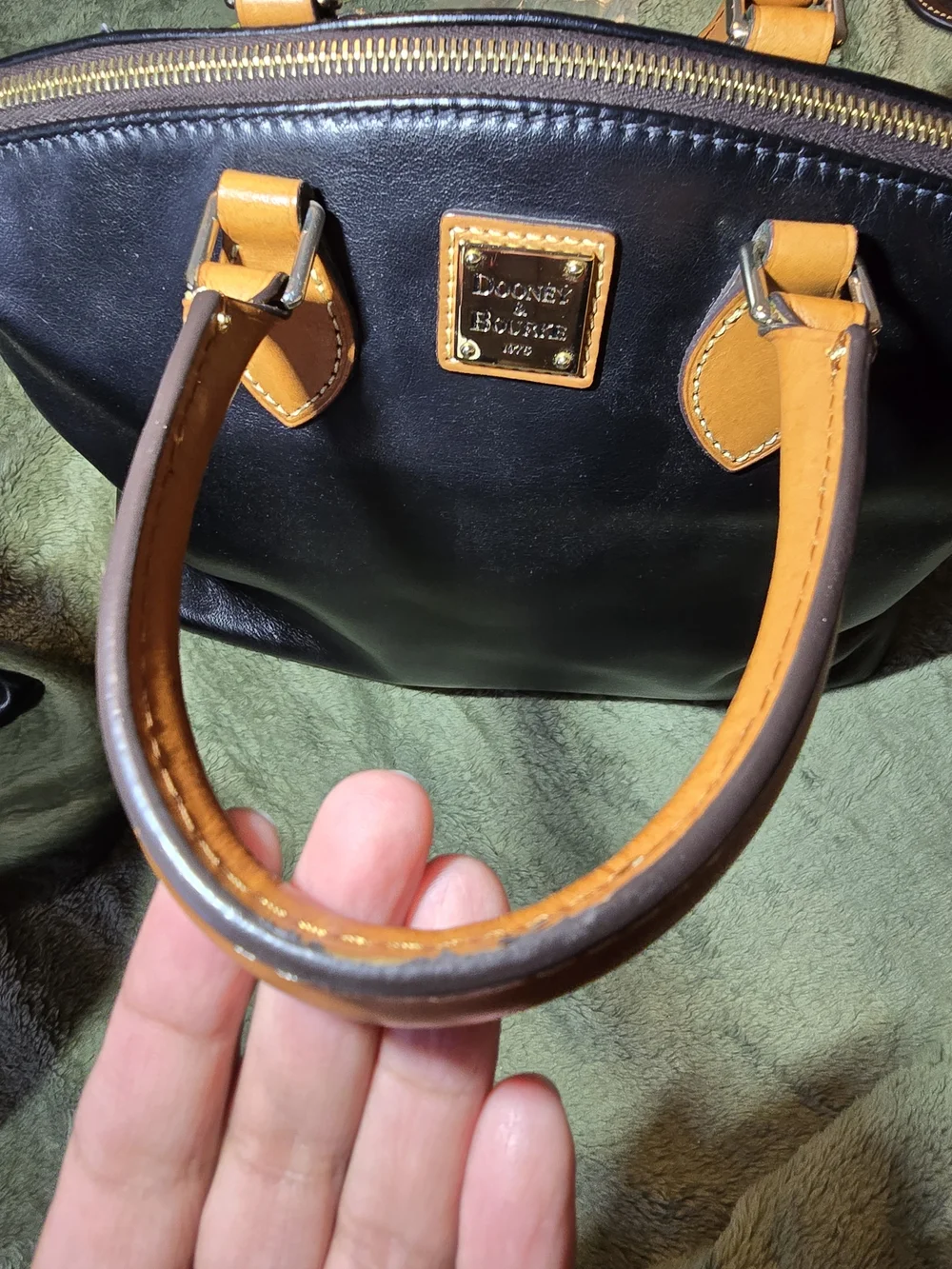 Dooney & Bourke Black Leather Satchel with Tan Trim - Picture 11 of 16